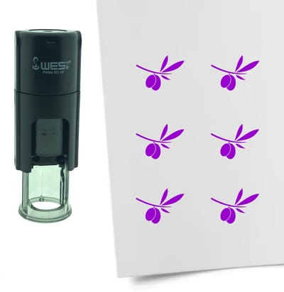 CombiCraft Stempel Olijftak met Olijf 10mm rond - paarse inkt