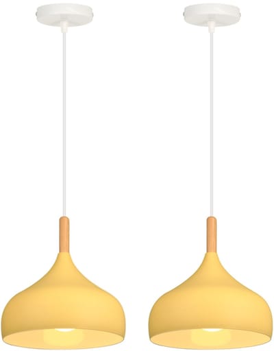 2 Stuks Hanglamp Woonkamer Moderne Plafondlamp E27 Kroonluchter voor Slaapkamer Keuken Hal Lichtgeel