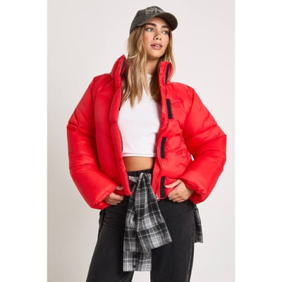 boohoo Dames Quilt Detail Puffer Jacket | Red | Maat: 10