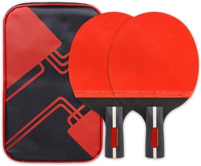 Tafeltennisbatje set - Pingpong rackets - Competitie training - Hoog elastisch rubber - Set van 2 - Rood Zwart
