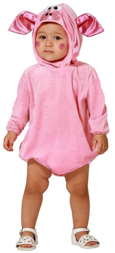 Atosa Verkleed set voor peuters - varkentje/biggetje - roze - 2-delig - carnaval dieren verkleedkleding 12-24 mnd