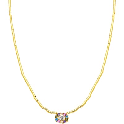 Luxenter Ketting van 925 sterling zilver en veelkleurige zirkonia met 18-karaats geelgoud afwerking - Mezay