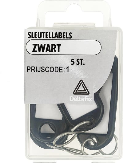 Deltafix sleutel toebehoren sleutellabels zwart zwart 5 st.
