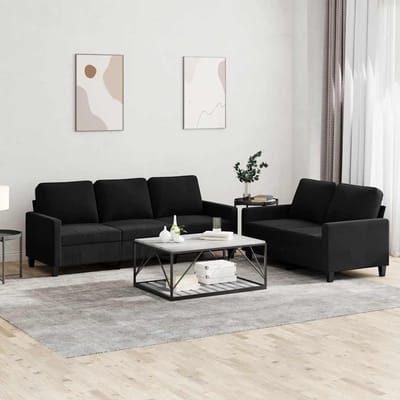 vidaXL - 2-delige - Loungeset - met - kussens - fluweel - zwart