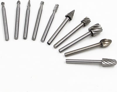 Frezensets – Freesset 10 delig - Set van 10 frezen – Mini frezenset – ø 3 mm - ø ⅛ inch - Houtbewerking - Hout - Multitool accessoiresset geschikt voor Dremel multitools