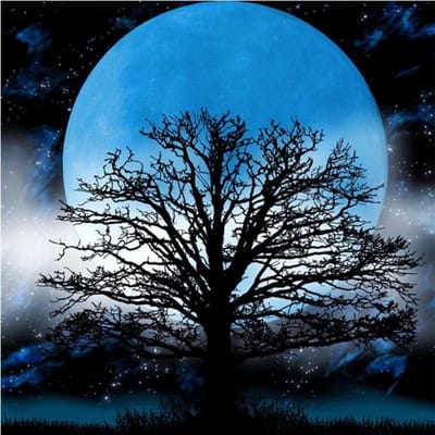 Broderie Diamant Paysage Nocturne Peinture Diamant Ronde Complète Kit Point de Croix Strass Décoration Maison 30x30CM blue
