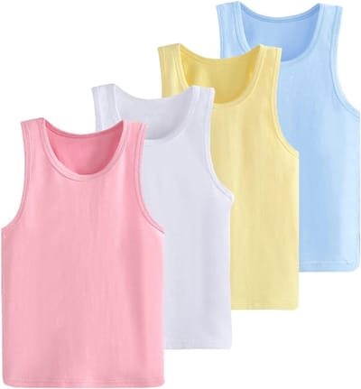 Comfortabele en ademende tanktops voor meisjes van 2-8 jaar - 4-delige set met zachte bodices en normale pasvorm