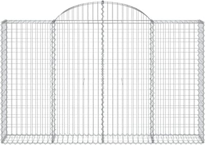 Gebogen Gabion Mand - Stenen Kooi - Tuin Decoratie - Verzinkt Ijzer - 200 x 30 cm - Zilverkleurig