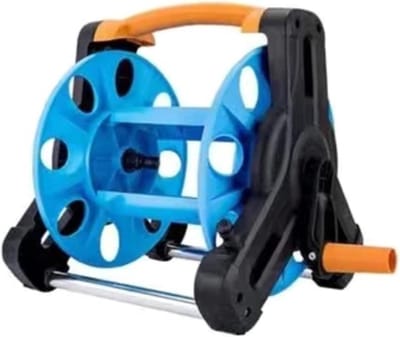 Draagbare haspelwagen - Slangopberger - Tuin water geven - Met 9 sproeiers - 50 meter capaciteit - Naturel