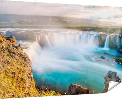 Gards Tuinposter Watervallen in IJsland - 180x120 cm - Tuindoek - Tuindecoratie - Wanddecoratie buiten - Tuinschilderij