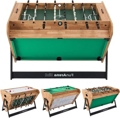 Speeltafel 3-in-1 - Multifunctionele tafel - Gezinsentertainment - Verwisselbare speelvelden - 125 x 86 x 88 cm - Zwart