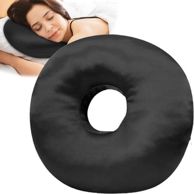 Orthopedisch Piercing Hoofdkussen 30X30cm – Donut Kussen met Gat – Zijslaapkussen – Ringkussen voor Oor - Zwart