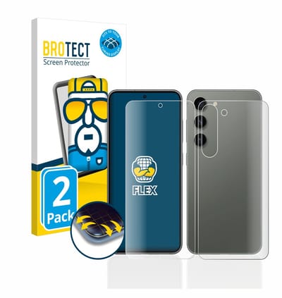 BROTECT - Screenprotector voor Samsung Galaxy S23 (Voor+Achter) - Folie Beschermfolie transparant volledig dekking - 2 Stuks