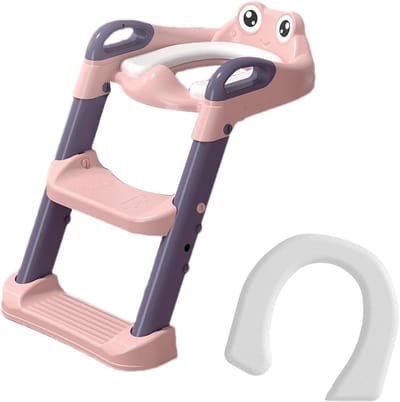 Zindelijkheidstrainer - Peuter toiletladder - Kinderen trainen - Opvouwbaar en verstelbaar - 40 x 38 cm - Roze
