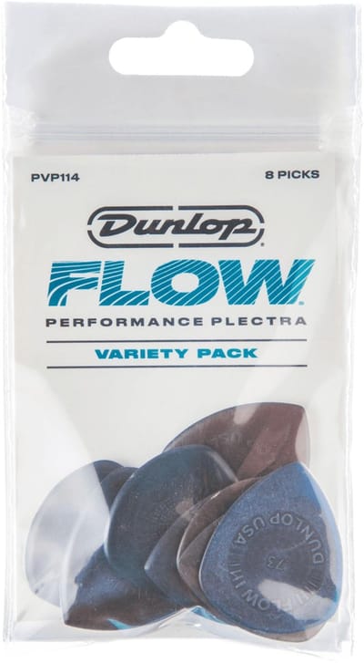 Dunlop PVP114 Flow Variety Plectrum 8-Pack - Plectra, Flow, 0.73 - 3.0mm, mix van 8 stuks