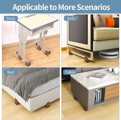 Verstelbare 6cm Verhogers voor Stoelen met Schroefklem, Geschikt voor Vierkante en Ronde Stoelpootdiameters, Ondersteunt tot 9kg (Grijs, Set van 4)