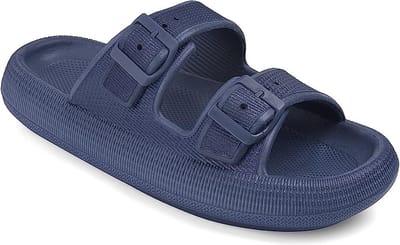 Geweo Slippers - Badslippers met Gesp - Wandelsandalen Strandschoenen - Verstelbaar Zacht Straps - Heren Dames - Blauw - Maat 3940