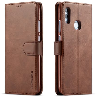 LC.IMEEKE Hoesje - Geschikt voor Huawei P Smart (2019) Hoesje - LC.IMEEKE Luxe Book Case - Donkerbruin