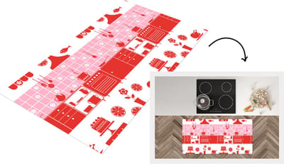 Keukenloper - Loper keuken - Patronen - Pannen - Design - Huis - Roze - 120x60 cm - Keukenloper vinyl