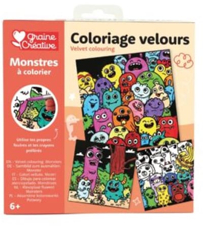 GC Velours Kleurplaten Monsters 3 Stuks 17 x 17 cm