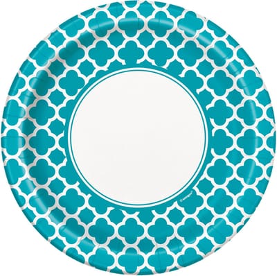 UNIQUE - 8 Kartonnen borden Grafik turquoise 22 cm