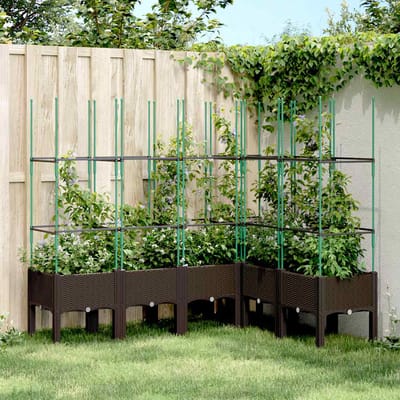 vidaXL - Plantenbak - met - latwerk - 160x120x142,5 - cm - polypropeen - bruin