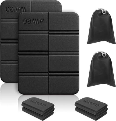 Vouwbare Foam Zitmatten - 2 Stuks, Zwarte Waterdichte Campingkussens voor Buiten, Thermisch Geïsoleerd en Draagbaar voor Kamperen, Picknicken en Wandelen