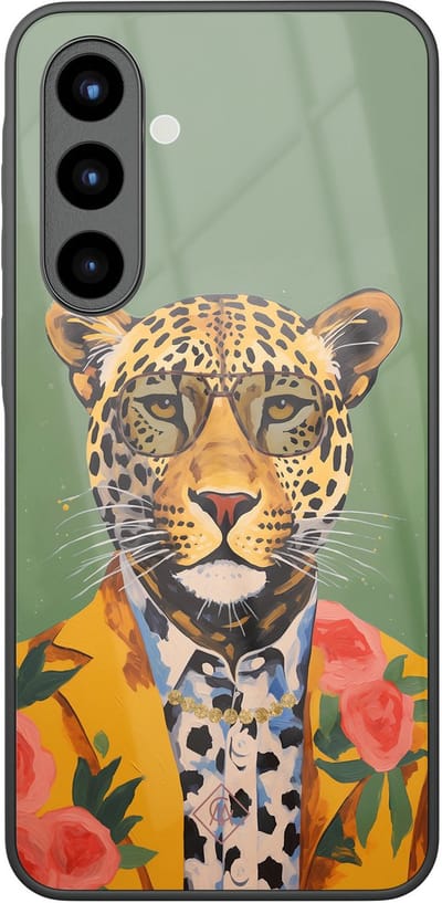 Casimoda® hoesje - Geschikt voor Samsung Galaxy A57 - Luipaard Hipster - Luxe Hard Case Zwart - Backcover telefoonhoesje - Groen