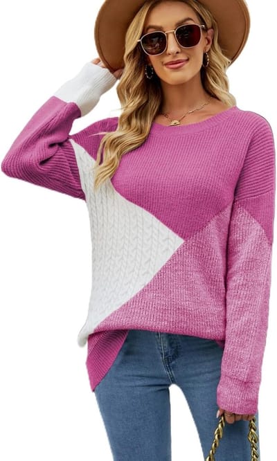 Lange Mouwen Dames Tops in Contrasterende Kleuren, Casual Sweaters en Comfortabele Sweatshirts voor Herfst en Winter