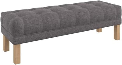 Gestoffeerd bankje - Voetenbankje hal - Zitruimte creëren - Knooptufting design - 140 cm breed - Naturel bruin