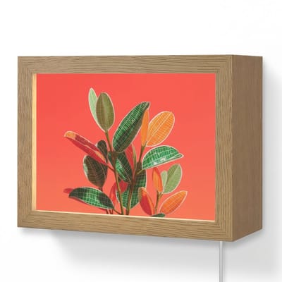 Wandlamp 20x15 cm - Oplaadbaar - Bladeren - Nerven - Oranje - Structuur - Wandlampen binnen woonkamer - Slaapkamer lamp met kabel - Decoratieve nachtlamp - Vloerlamp snoer