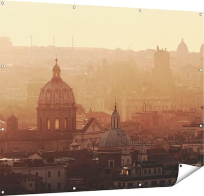 Gards Tuinposter Rome Stad bij Zonsopgang - 150x120 cm - Tuindoek - Tuindecoratie - Wanddecoratie buiten - Tuinschilderij