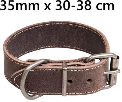 Animal Boulevard Ab30504 - Hals- En Leibanden - Hond - Ab Waxed Leather Halsband Bruin-35mmx30-38cm - Maat: 35mmx30-38cm