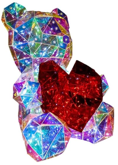 longziming -Prismatic Bear LED Nachtlamp – 3D Holografische Regenboog Verlichting – Handgemaakte Decoratieve Tafellamp – Perfect Cadeau voor Meisjes en Tieners
