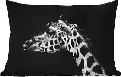 Buitenkussens - Tuin - Dieren - Giraffe - Zwart - Wit - 50x30 cm