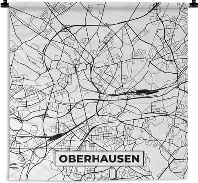 Wandkleed - Wanddoek - Oberhausen - Plattegrond - Kaart - Stadskaart - 150x150 cm - Wandtapijt