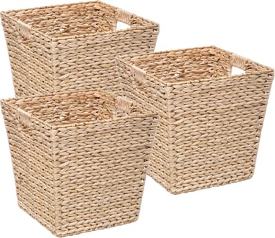 5Five Opbergmand van riet - 3x - 29 liter - lichtbruin - gevlochten - 31 x 31 x 31 cm - nestbaar