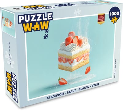 Puzzel Slagroom - Taart - Blauw - Eten - Legpuzzel - Puzzel 1000 stukjes volwassenen