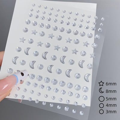 Zelfklevend Totaal Vier Velletjes met Edelstenen en Kunstparels, Festival Sieraden, Haar Edelstenen, Strass Stickers Voor