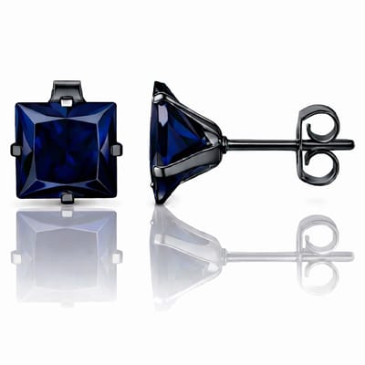 LGT JWLS Classic Stud Oorbellen Vierkant - Blauw Zwart-8mm