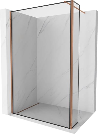 Mexen Kioto douchewand Walk-in 140 x 40 , zwart frame, roze goud - 800-140-212-60-70-040