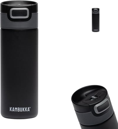 Kambukka Etna Thermosbeker 500 ml - Koffiebeker To Go - dubbelwandig- makkelijk reinigen - lekvrije Koffiebeker - Theebeker - Travel Mug - Zwart