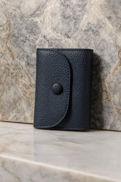 Lundholm Portemonnee Dames Donkerblauw - Kleine Dames Portemonnee Compact - Kunstleer Portemonnee met Ritsvak & Drukknoop - 12 Pasjes - Lyngdal Serie - Scandinavisch Design