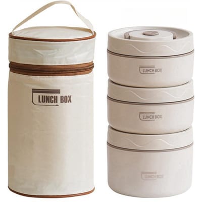 Magnetronbestendige Draagbare Geïsoleerde Voedselcontainer Lunchbox Roestvrijstalen Bento Box Geïsoleerd Lekvrij Thermische Lunchtas Set 420ml and 550ml&Microwave oven style