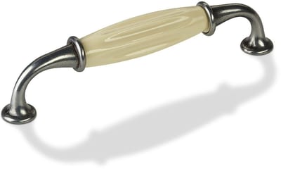 Meubelgreep META Boorgatafstand 128 mm oudzilver optiek / crème Porseleingreep van SOTECH