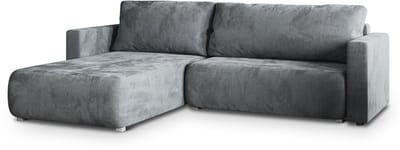 HOEKBANK TURIN Grijs Veloursstof met slaapfunctie