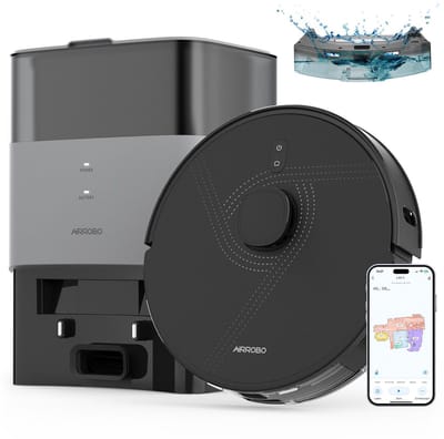 AIRROBO L40+ Nat-droog Robotstofzuiger – robotstofzuiger met dweilfunctie en afzuigstation – USLAM LiDAR-navigatie – 3-in-1 stofzuigen en dweilen – tot 180 minuten accuduur