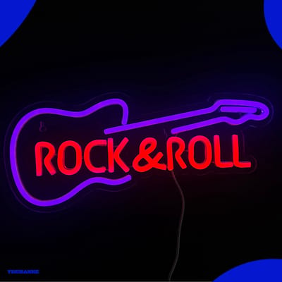 Neon Lamp - Rock & Roll Paars / Rood - Dimbaar - Incl. Ophanghaakjes - Neon Sign - Neon Verlichting - Neon Led Lamp - Wandlamp