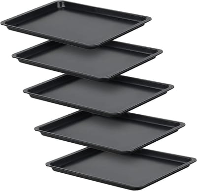 5-delige Bakplaat Set van Koolstofstaal met Antiaanbaklaag - 37 x 25 cm, Hoge Capaciteit en Veelzijdig Gebruik
