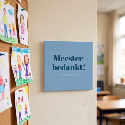 Tegeltje met tekst | Bedankt Meester | Spreuktegel | Bedankt cadeautje | Matte afwerking | Inclusief gratis ophangsysteem | 15 x 15 cm | Fotofabriek